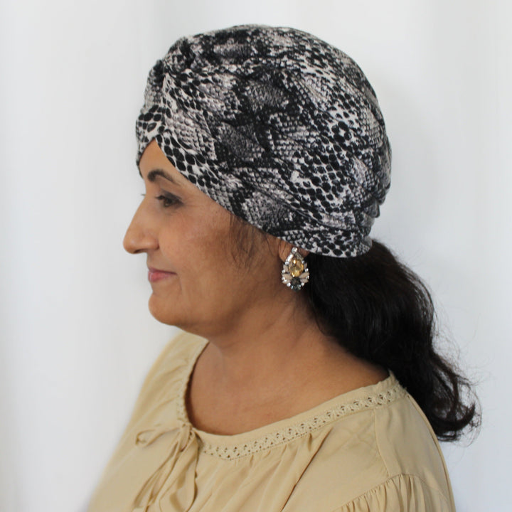 CRT - Reptile Print Pleated Cotton Turban
