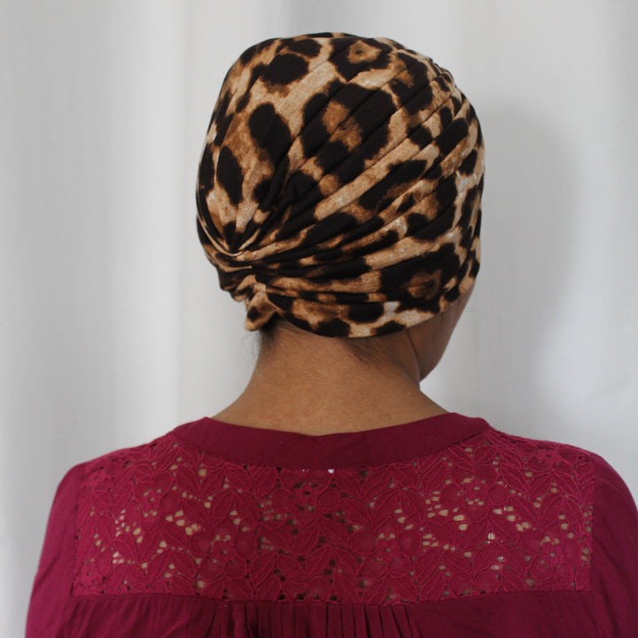 CRT - Leopard Print Pleated Cotton Turban