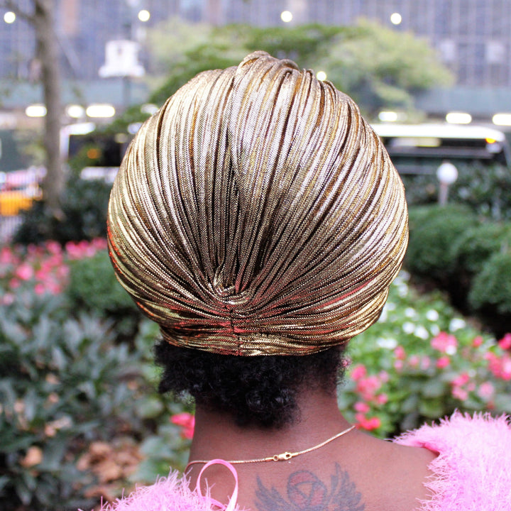 CRT - Metallic Beaded Flower Runway Turban