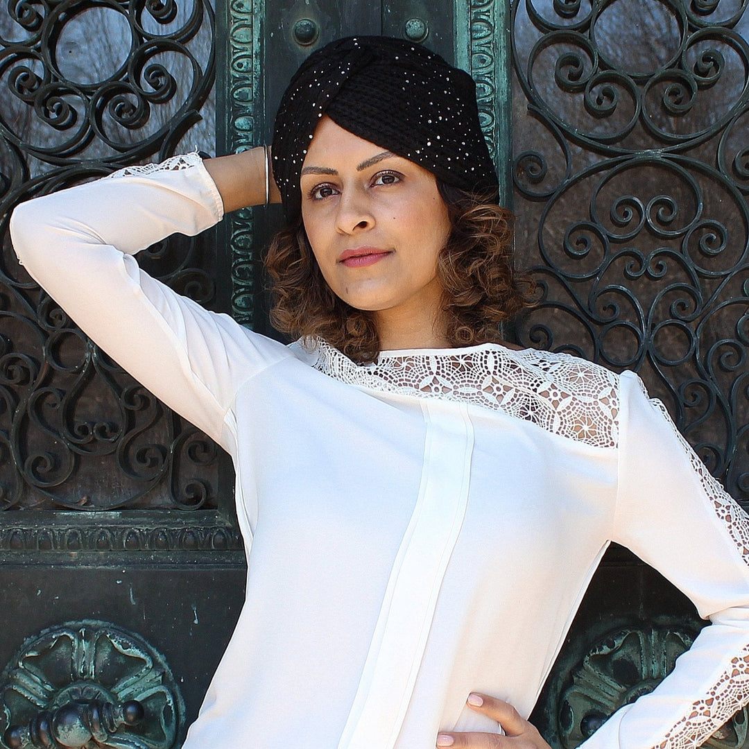 CRT - Knit Turban Twist Knot Rhinestone Sparkles