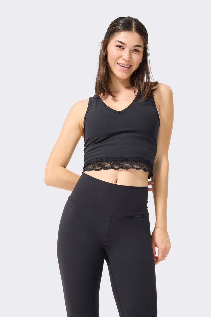 TLC Lace Trim Crop Top in Black