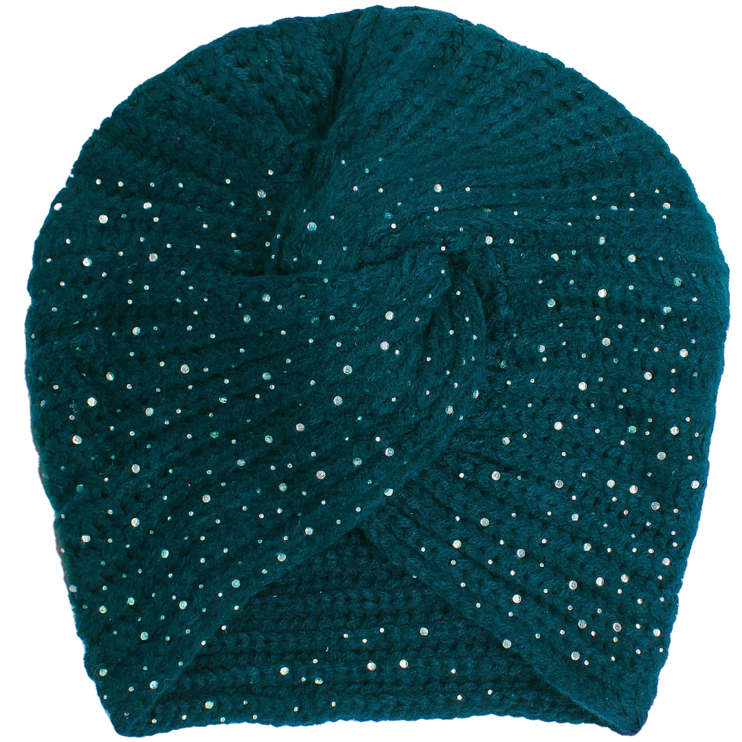 CRT - Knit Turban Twist Knot Rhinestone Sparkles