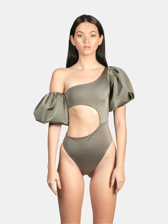 La Paz Asymmetrical One Piece in Olive