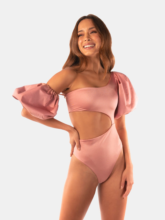 La Paz Asymmetrical One Piece in Rose