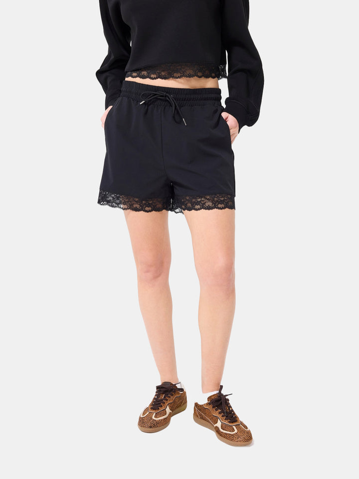 Lace Trim Short in Black
