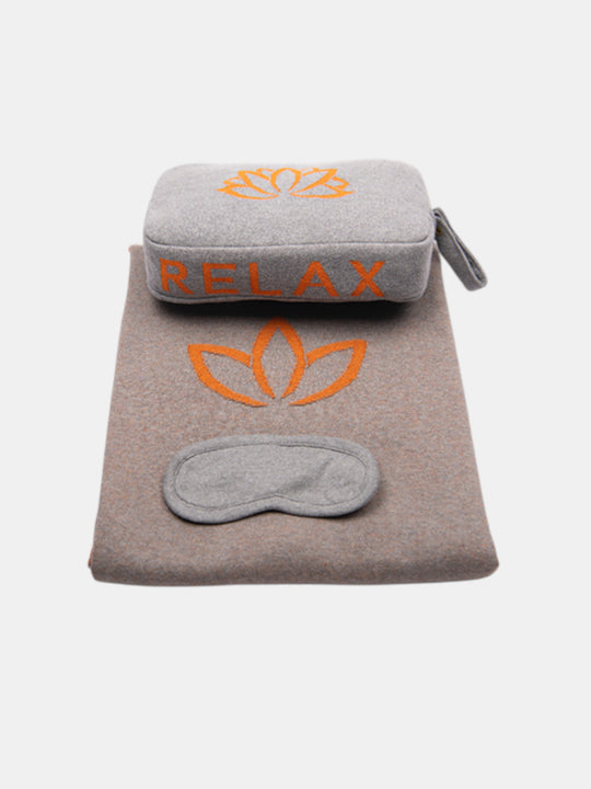 Lotus Relax Organic Cotton Travel Blanket and Eye Mask Set