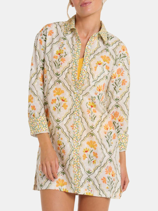 Marie Button Front Collared Shirt Dress