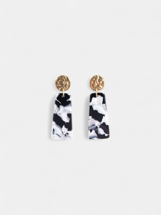 Mia Mini Earrings - Black & White
