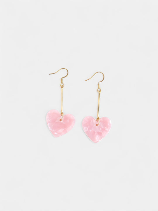 Mina Heart Earrings - Pink
