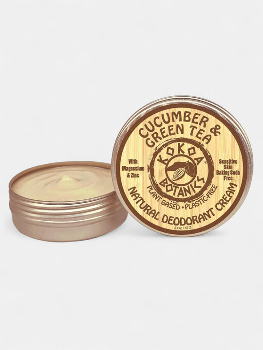 Natural Deodorant Paste - Cucumber & Green Tea - Sensitive Skin - Aluminum Free - Baking Soda Free - 2.5 oz