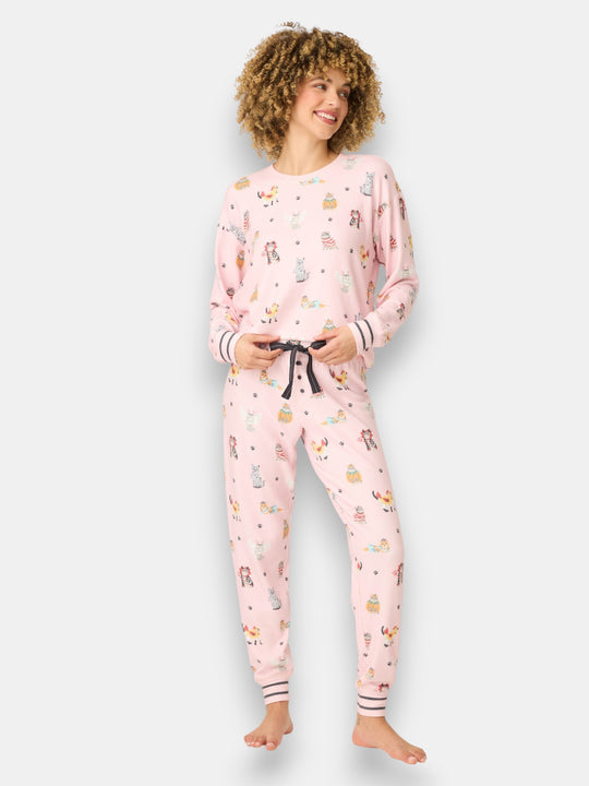 Feline Spooky Halloween Cat Print PJ Set