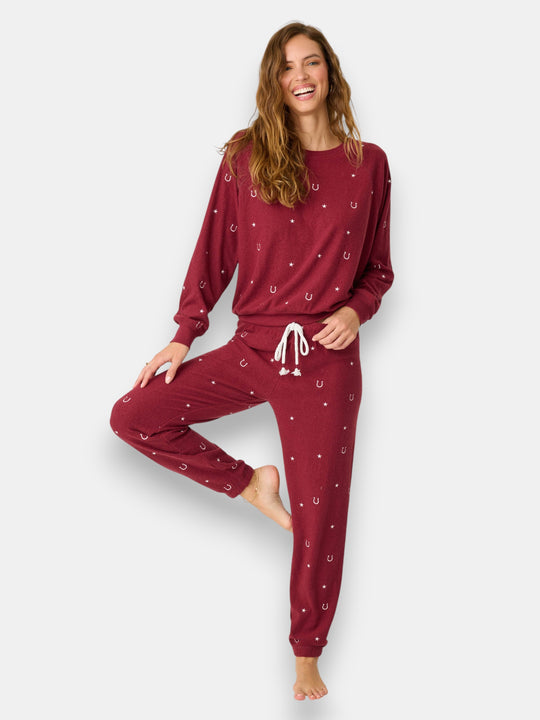 Hold Your Horses Horseshoe Embroidered Fleece Lounge Set