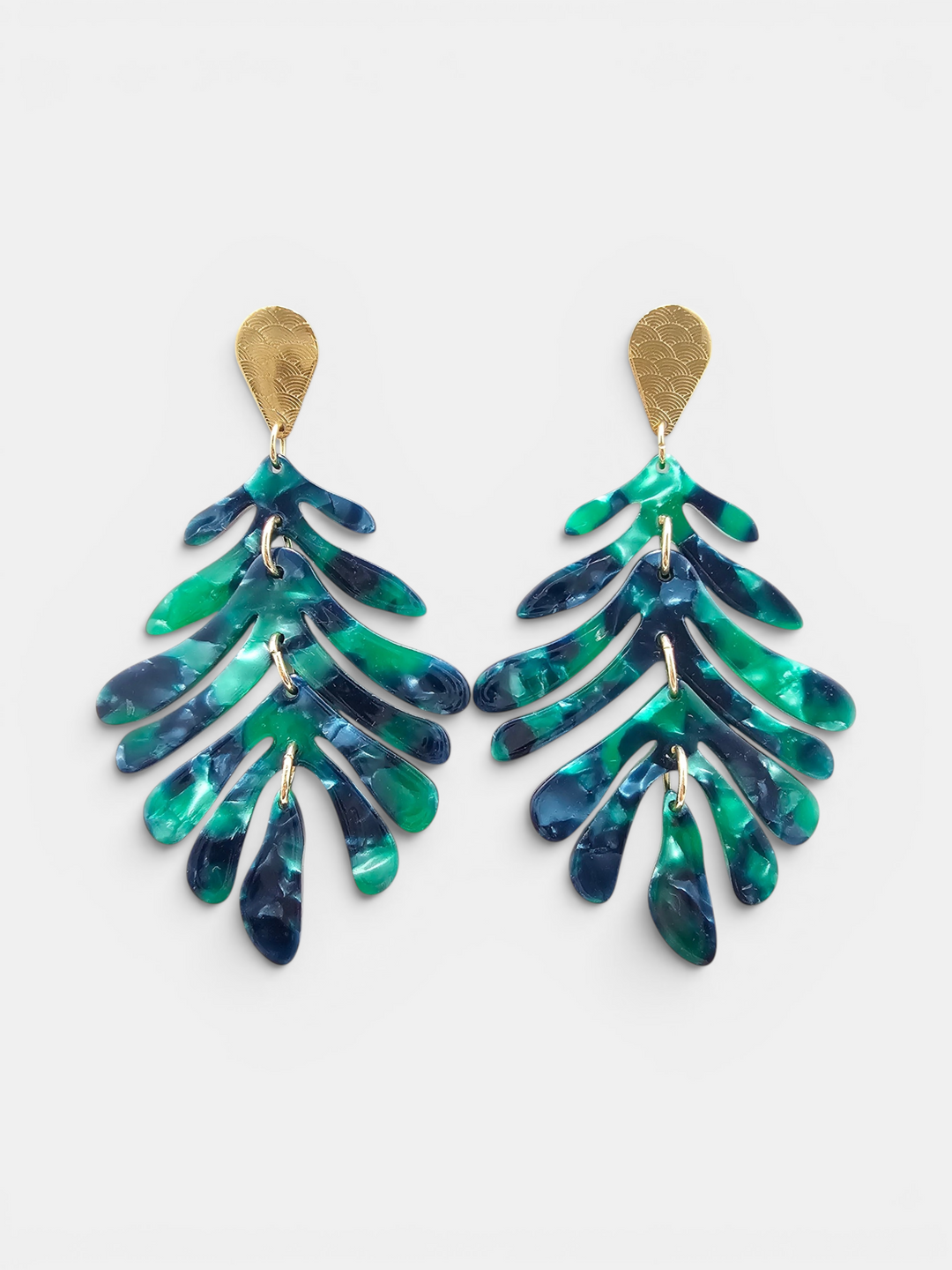 Palm Earrings - Dark Green