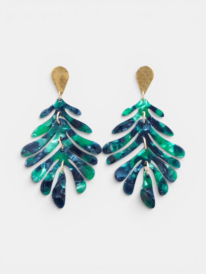 Palm Earrings - Dark Green
