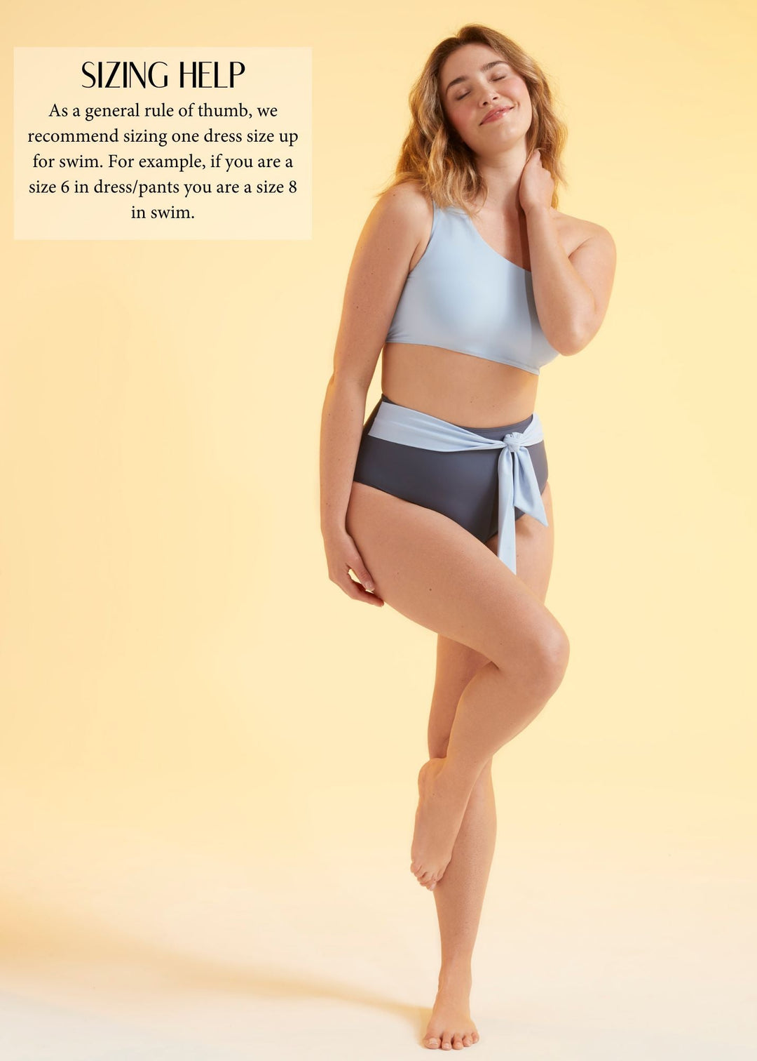 Tiffany Tankini High Waisted Sash Tie Two-Piece Bottom in Color Blocked Blues