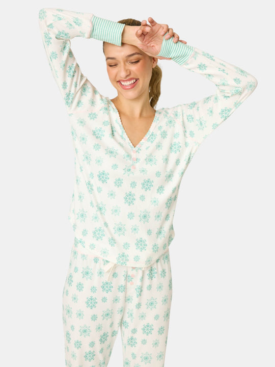 Snowflake Wishes Pointelle Henley Top