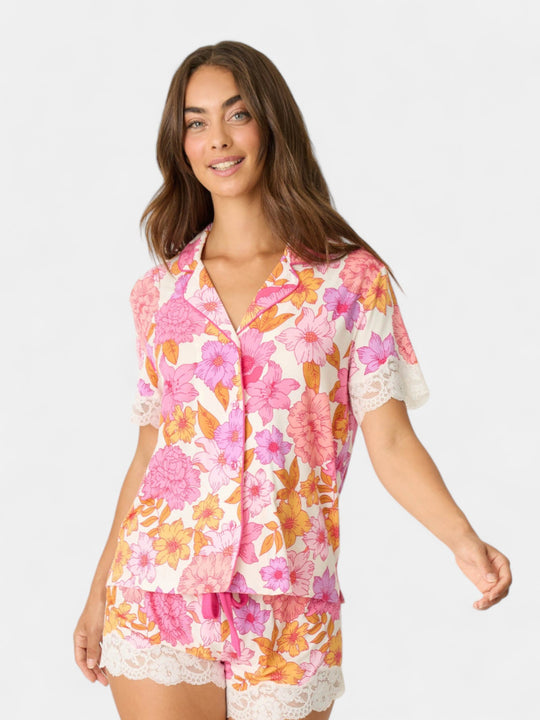 Sweet Dreams Floral Print Modal Short Sleeve Top