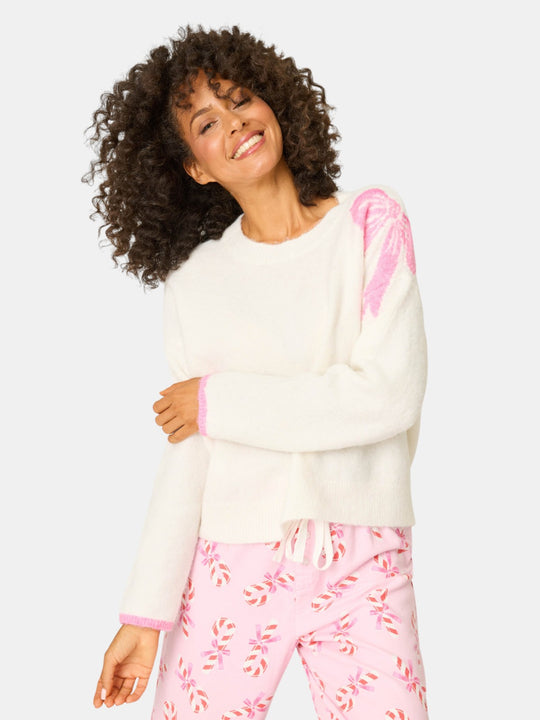 Sweeter Than Sugar Bow Print Snuggle Sweater