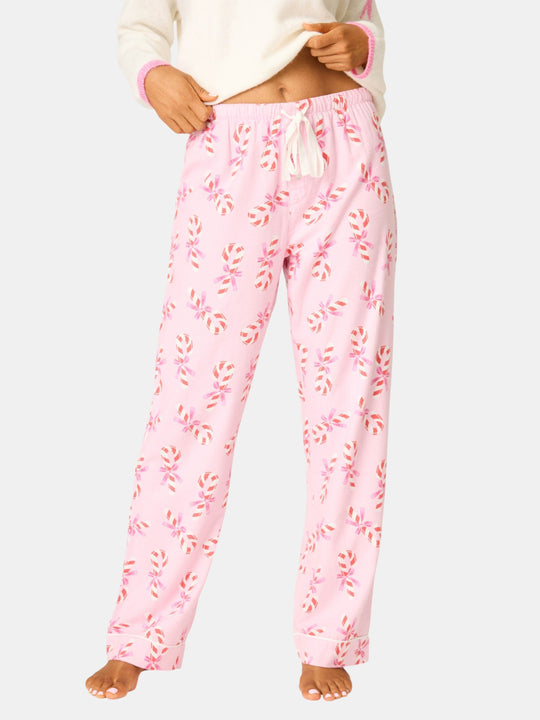 Sweeter Than Sugar Candy Cane Print Flannel Pants
