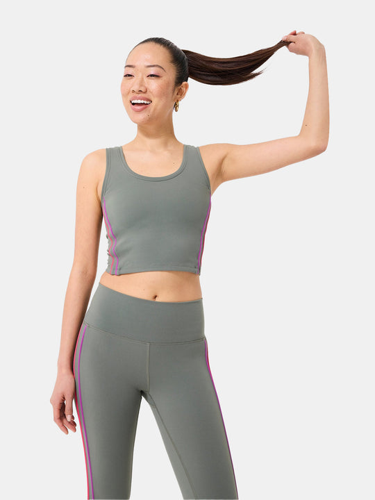 TLC Piping Crop Top in Moss