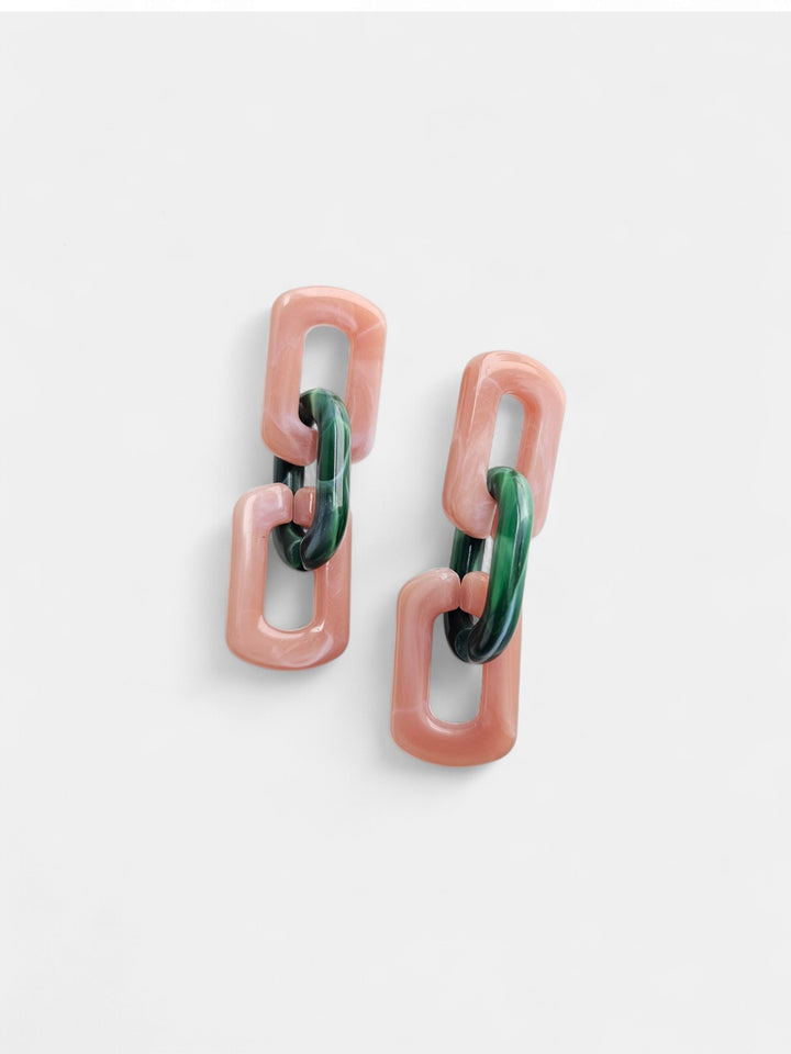 Tabitha Earrings - Vintage Rose & Forest Green