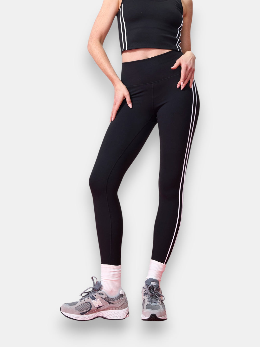 TLC Piping Stripe Legging in Black and White