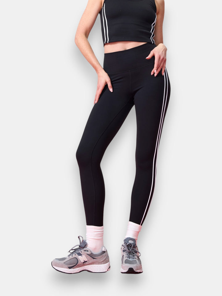 TLC Piping Stripe Legging in Black and White