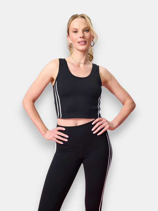 TLC Piping Crop Top in Black and White