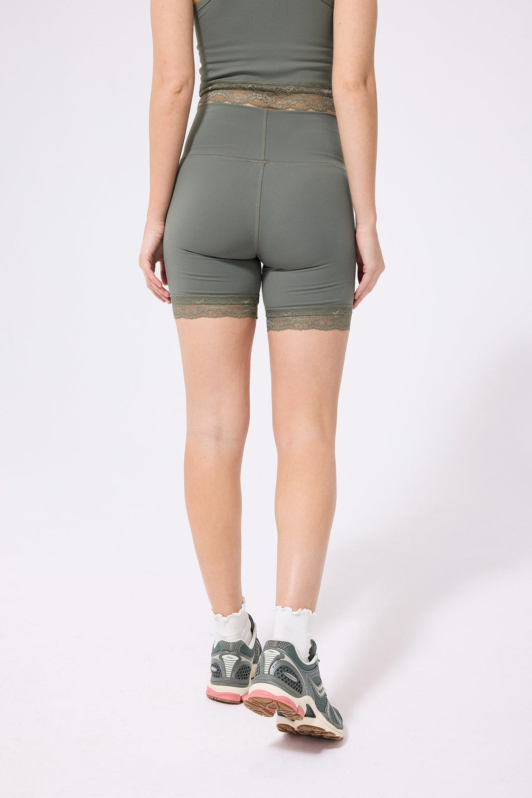 TLC Lace Trim Booty Short in Moss