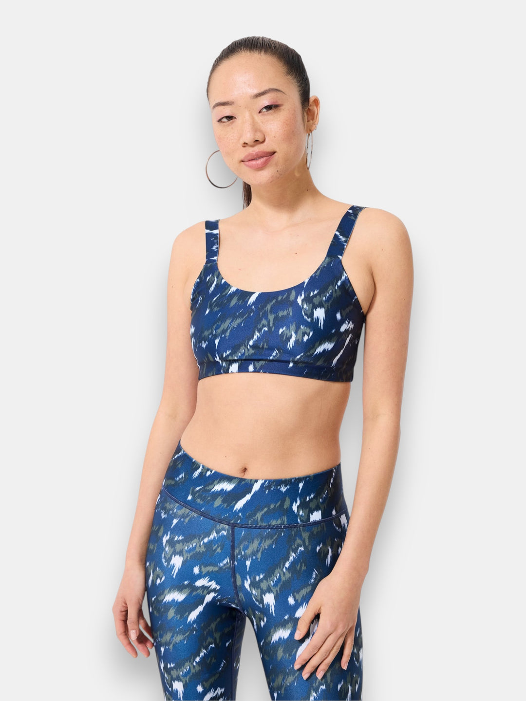 Hi-Shine Scoop Neck Bra in Navy Painted Leopard