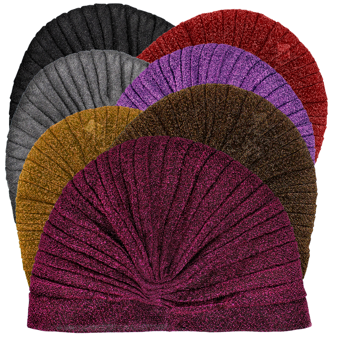 CRT - Semi-Sheer Shimmery Pleated Turban
