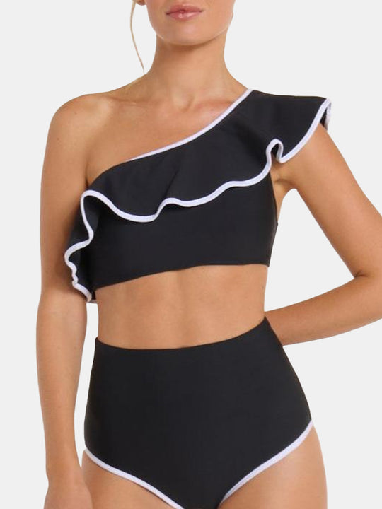 Vanessa One Shoulder Ruffle Two-Piece Bikini Top