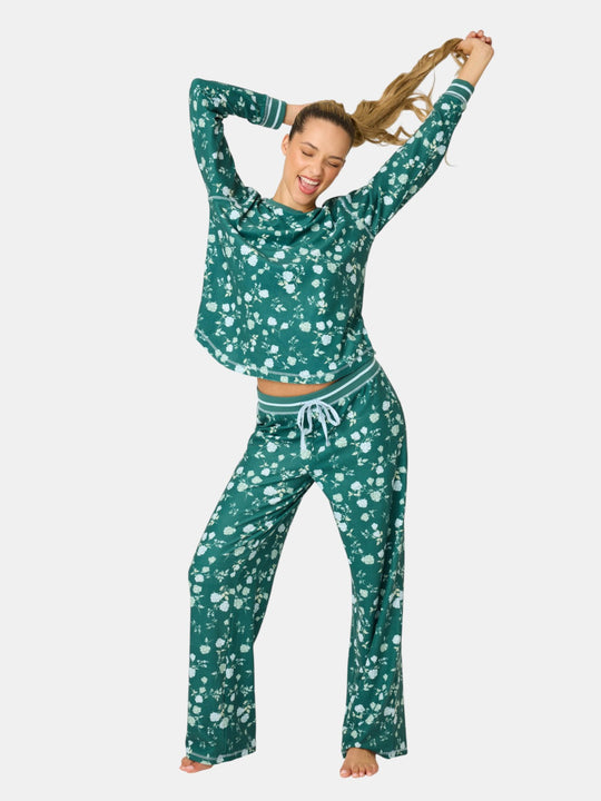 Winter Wonderland Floral Print Velour Pants Set