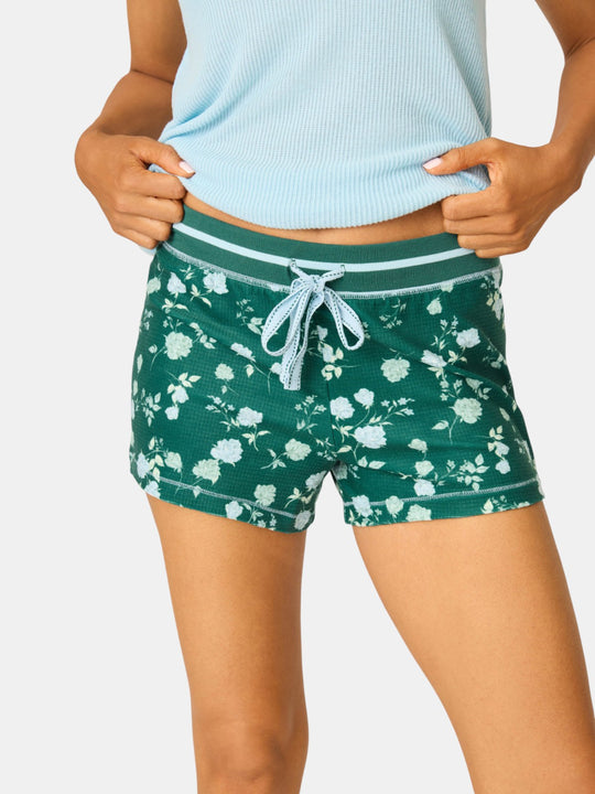 Winter Wonderland Floral Print Velour Shorts