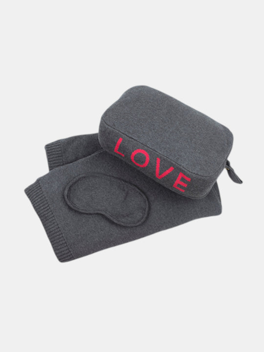 Words Love Organic Cotton Travel Blanket and Eye Mask Set