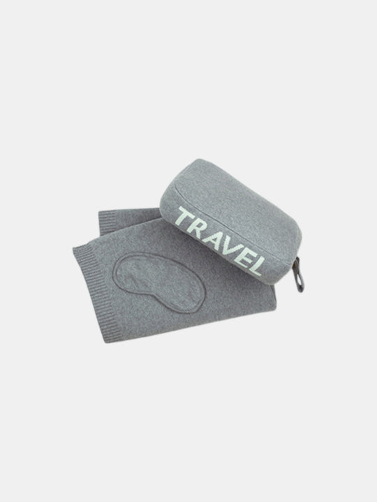 Words Travel Organic Cotton Travel Blanket and Eye Mask Set