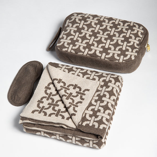 Chains Organic Cotton Travel Blanket and Eye Mask Set