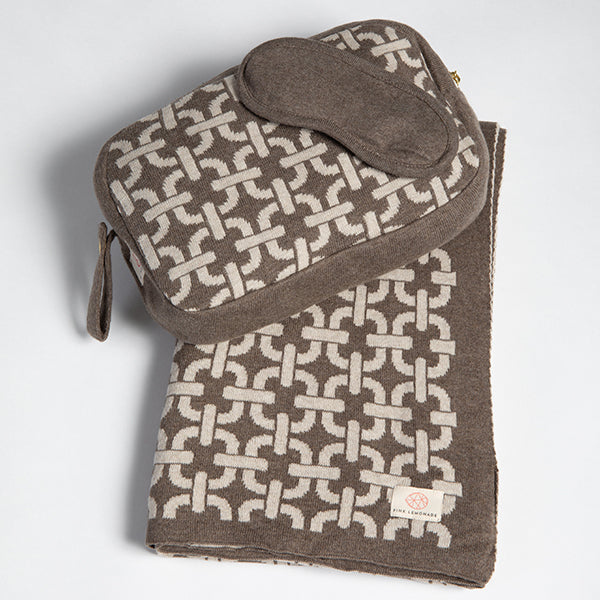 Chains Organic Cotton Travel Blanket and Eye Mask Set