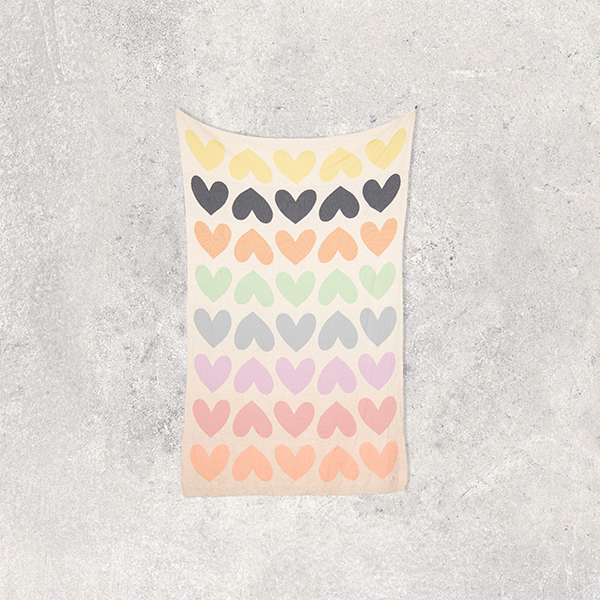 Blush Hearts Organic Cotton Travel Blanket and Eye Mask Set
