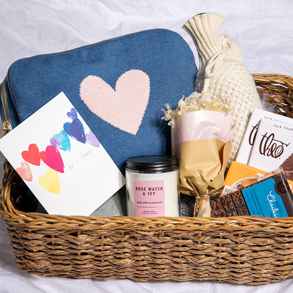 Hearts Reversible Organic Cotton Travel Blanket and Eye Mask Set