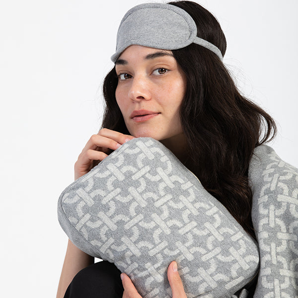 Chains Organic Cotton Travel Blanket and Eye Mask Set