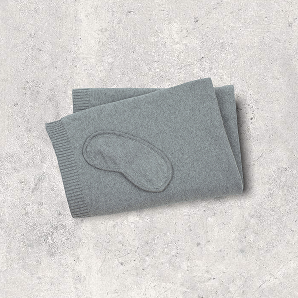 Words Dream Organic Cotton Travel Blanket and Eye Mask Set