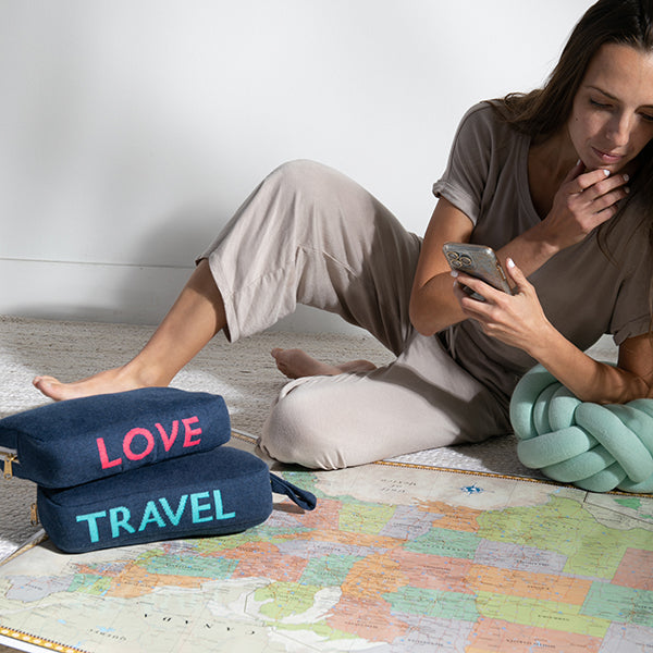Words Travel Organic Cotton Travel Blanket and Eye Mask Set