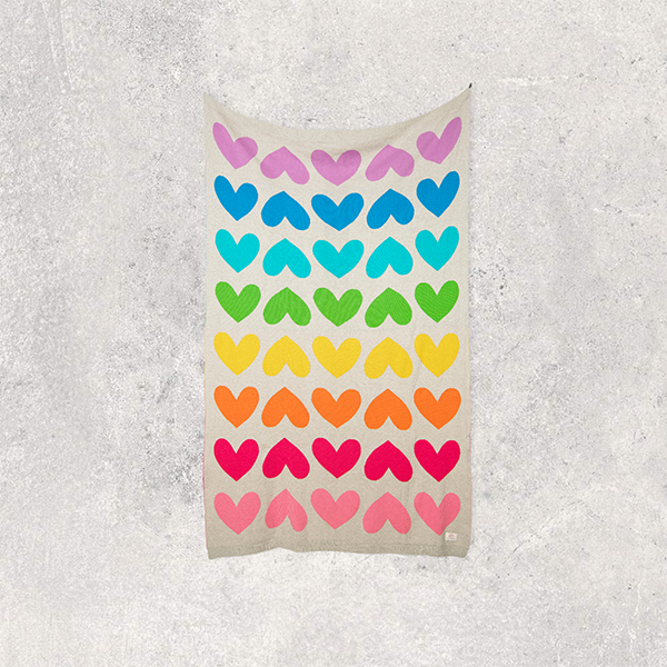 Blush Hearts Organic Cotton Travel Blanket and Eye Mask Set