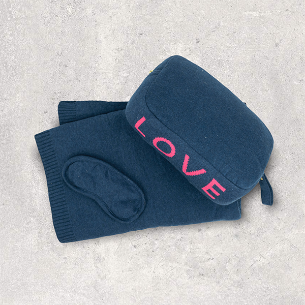 Words Love Organic Cotton Travel Blanket and Eye Mask Set