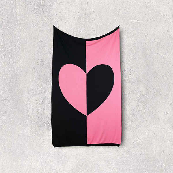 Dual Hearty Heart Organic Cotton Travel Blanket and Eye Mask Set
