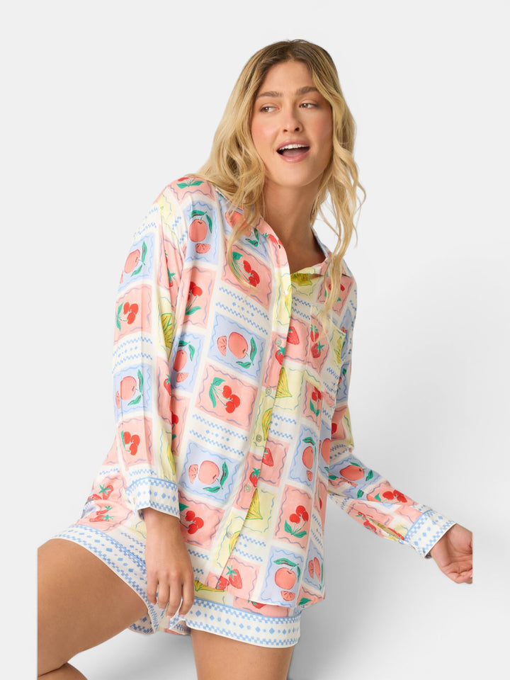Frutta Fresca Summer Harvest Long Sleeve Button Up Top