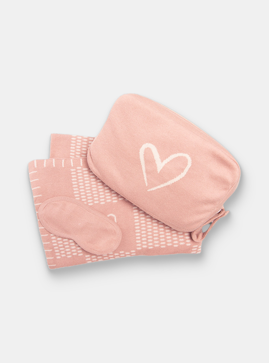 Square Love Organic Cotton Travel Blanket and Eye Mask Set