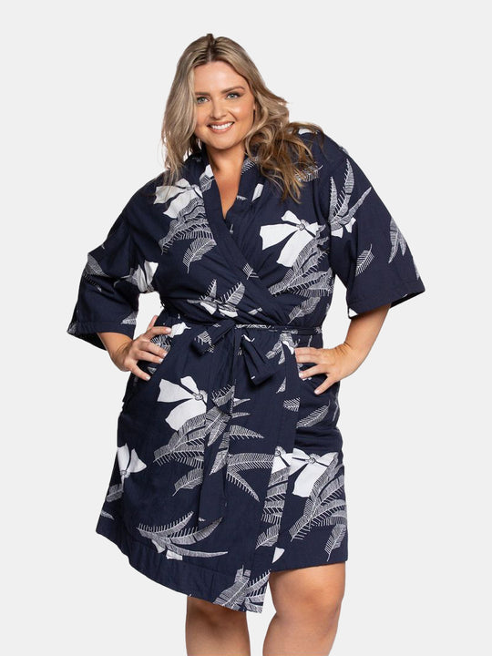 Women’s La Sirena Robe - Vintage Floral, Farallon Navy