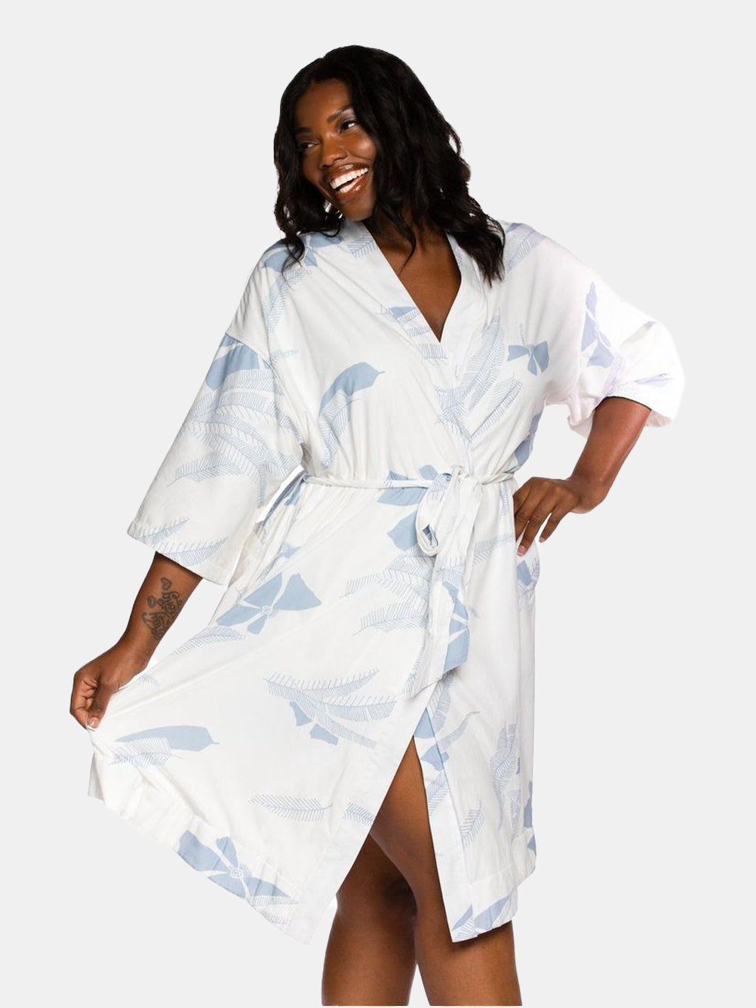 Women’s La Sirena Robe - Vintage Floral, White Sand